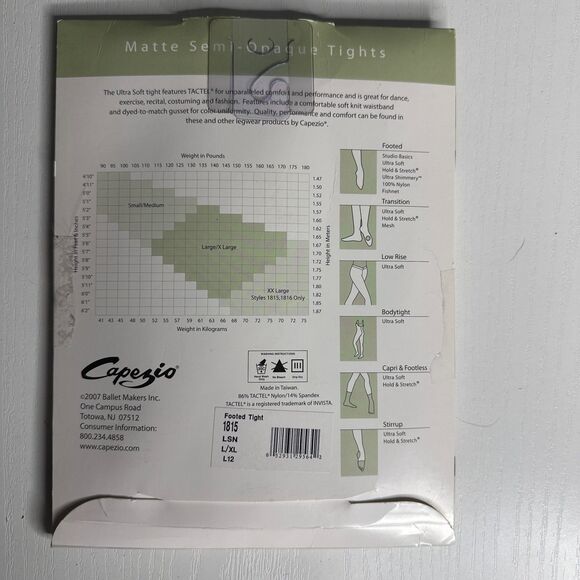 Capezio Ultra Soft Footed Dance Tights L/XL Style 1815 Light Suntan Ballet - Picture 2 of 2